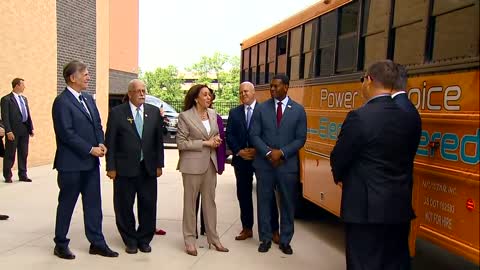 VP Kamala Harris gives remarks on electric school buses
