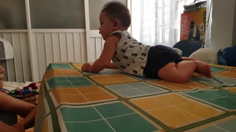 Baby cute have just crawl