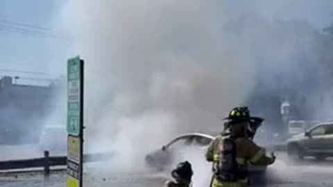 Tesla Car Fire in CT Takes 42 Minutes & 25,000 Gallons of Water to Extinguish