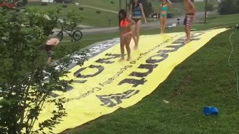 Collab copyright protection - yellow slip in slide girl falls