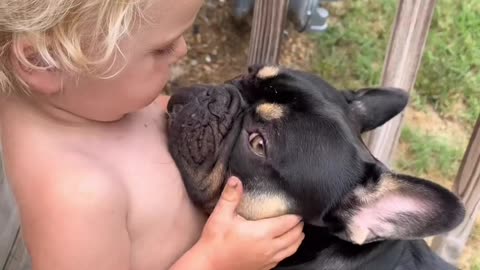 2-Year-Old Gets Vomited on While Singing to Frenchie