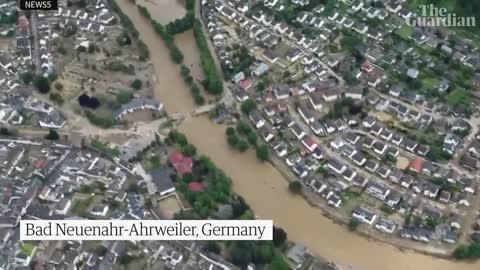 Flooding across Belgium, Germany and the Netherlands shown in aerial footage