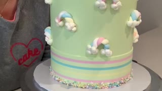 How to make easy and cute Rainbow 🌈 Cake