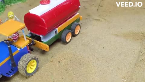 Top DIY concrete bridge with Mini Tractor | DIY tractor and mini train | Funny tiny creativity