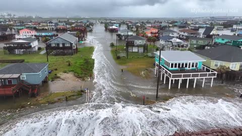 Surge flooding from Tropical Storm Alberto in Surfside Beach, Texas