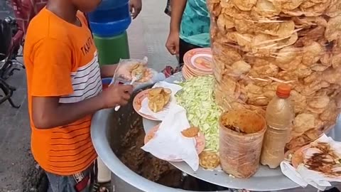 Bangladeshi street food spicy papdi panipuri