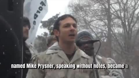 In 2010, a young soldier named Mike Prysner became famous for a spontaneous speech.