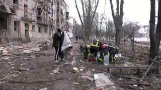 Aftermath of Russian rocket attack in Kharkiv