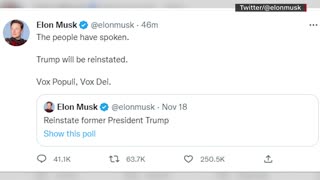 Elon Musk restores Donald Trump's Twitter account