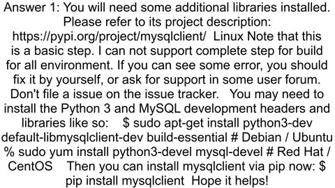 how to install mysqlclient python library in linux