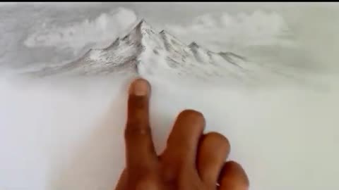 Pencil drawing landscape scenery/ Snow mountain landscape drawing with pencil