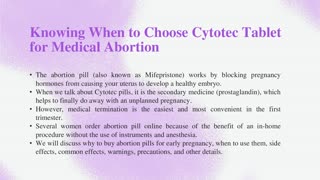 Knowing When to Choose Cytotec Tablet for Medical Abortion