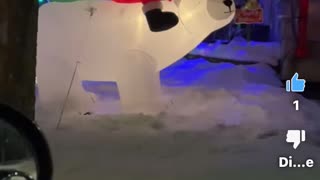 Santa ride a bear in Christmas