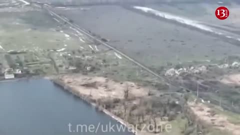 Drone shows destroyed equipment and vehicles on the only road leading to Bakhmut city