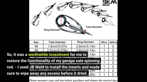 Buyer Reviews: 9KM DWLIFE Fishing Rod Repair Ceramic Guide Ring Replacement Kit 14 Sizes 0.13in...