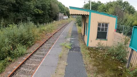 Walking on the railway tracks at the abandoned Meldon train station 26th Sep 2022