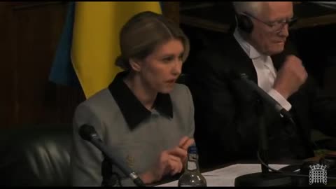 Ukrainian First Lady Olena Zelenska gives talk to UK Parliamentarians