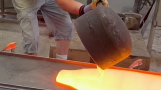 Molten hot glass.