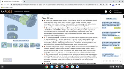 Cordless Leaf Blower- Amazon's Choice 20v Cordless Electric Leaf Blower from SEYVUM