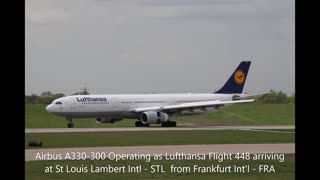 Lufthansa Flight 448 arriving at St Louis Lambert Intl - STL