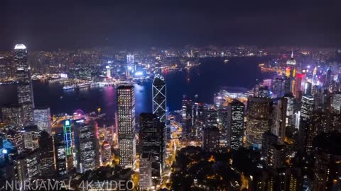HONG KONG NIGHT 4K ULTRA HD VIDEO FOR DRONE FOOTAGE VIDEO 📸 NURJAMAL 4K VIDEO