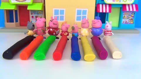 How to Make Play-doh Creations with Peppa Pig & Family using Cookie Cutters-4