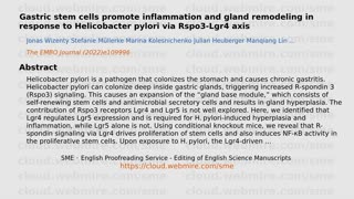 ScioBio ･ Gastric stem cells promote inflammation and gland remodeling in response to Helicobacter p