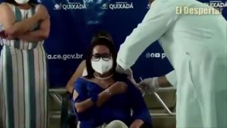 Brazilian Health Secretary Fakes The Covid Injection On LIVE TV, While Pushing Lies On Its People