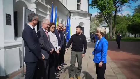 EU Commission president meets with Zelensky in Kyiv to honor European memorial day
