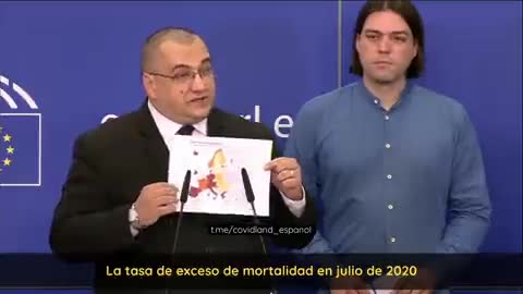 EURO DIPUTADO MUESTRA ESTADISTICA DE EXESO DE MUERTES EN EUROPA.