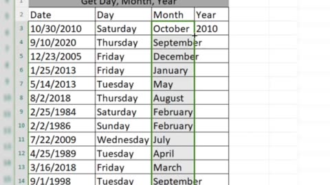 Get Day Month Year | Excel Tutoring | Excel Tutorial