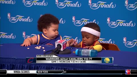 Press Conference With Baby Steph Curry and Baby LeBron