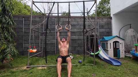 Solo Workout in Nicaragua - Cut Day 94 - Ring Muscle-Ups, Hand Grippers, Pull-Ups & Push-Ups 1 Set