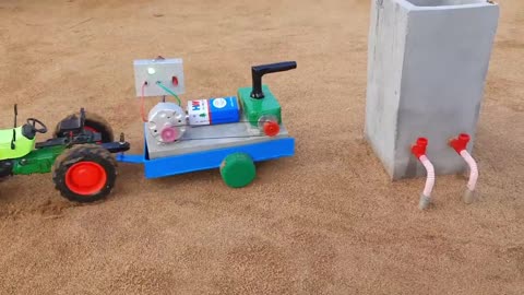 How to make Diy tracktor water pump | science project | water tanker | motor