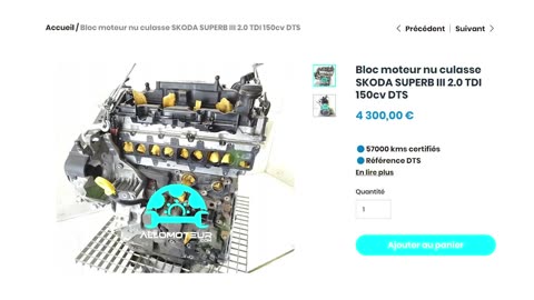 Bloc moteur nu culasse SKODA SUPERB III 2.0 TDI 150cv DTS