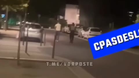 🇫🇷⚡️Footage of an AK being fired in Lyon, France by a rioter.