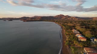 Playa Potrero, Costa Rica - Drone Pan 4k High Res Sunset