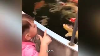 Babies meet fish for the First Time. TRY NO TO LAUGH!! 😂😂