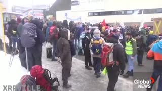 Protesters at a demonstration in Davos