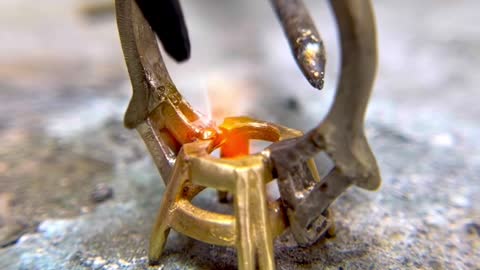 Crafting Jewelry making soldering two tone gold engagement ring ASMR video