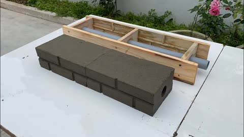 Simple design 2 in 1 cement brick mold From Wood and PVC Pipe