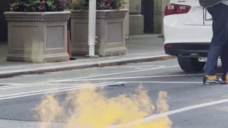 Smoking Manholes During Golden Hour in New York City