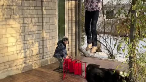 Little Hero Kid Rescues Fallen Mother from Ladder