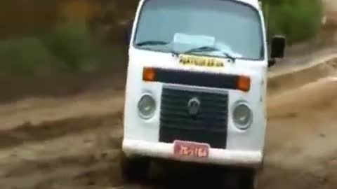 very funny school bus drifting in the mud