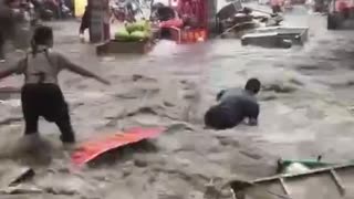 Massive floods due to extreme rains in the Shanghai, China