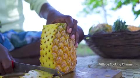 FRUIT SALAD _ Colourful Healthy Fruits mixed salad recipe _ Fruits Cutting and Eating in Village
