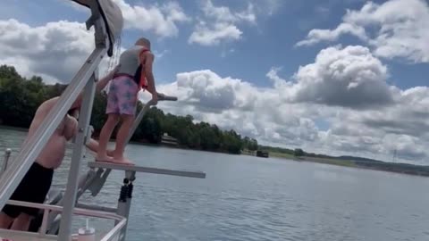 Launch pad diving board on pontoon