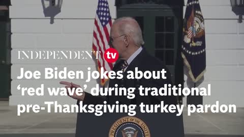 Joe Biden jokes about ‘red wave’ during traditional pre-Thanksgiving turkey pardon
