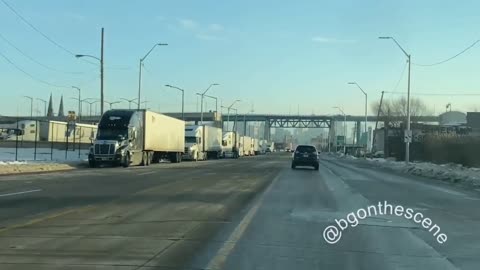 Detroit footage Ambassador Bridge Blockade