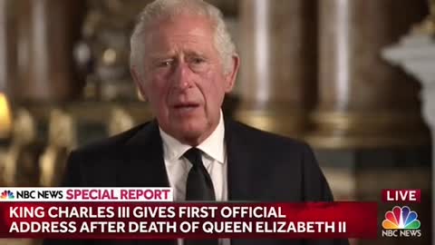 King Charles ends his first address to the nation since his mother's death with a note of gratitude for Queen Elizabeth II